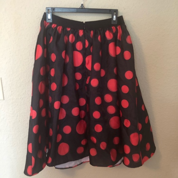 JENN. Black Red Polka Dots Circle Retro Skirt - Picture 7 of 8